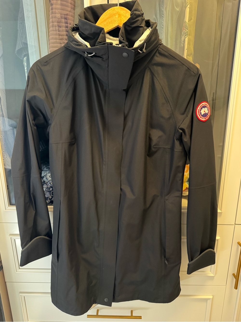 Canada Goose Black Womens Raincoat with Hood
